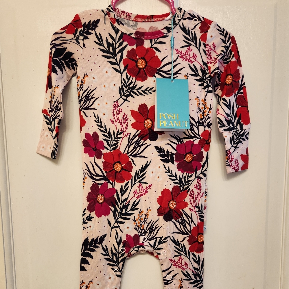 Posh Peanut Chloe Footless Long Sleeve Ruffled Romper 3-6 month BNWT